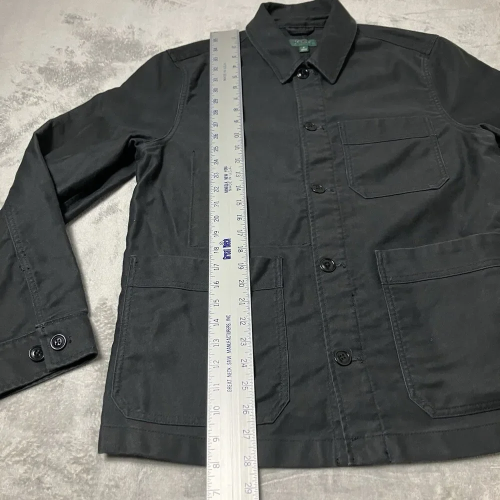 JCrew Moleskin Chore Jacket Mens S Black Button Front Workwear Utility Barn Coat